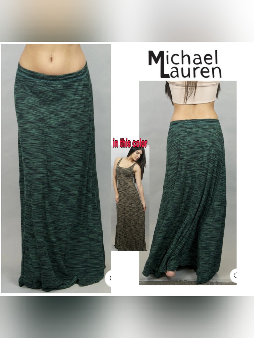 Michael Lauren JULIAN super maxi skirt in Latte (brown/black).  Sz Sm. Stretchy.